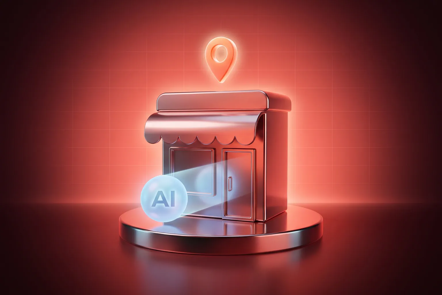 Local business map listing alongside an AI assistant recommendation interface