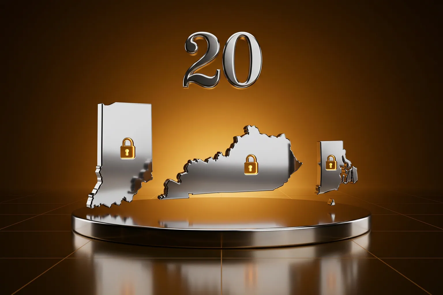 Map of US states with comprehensive consumer privacy laws highlighted