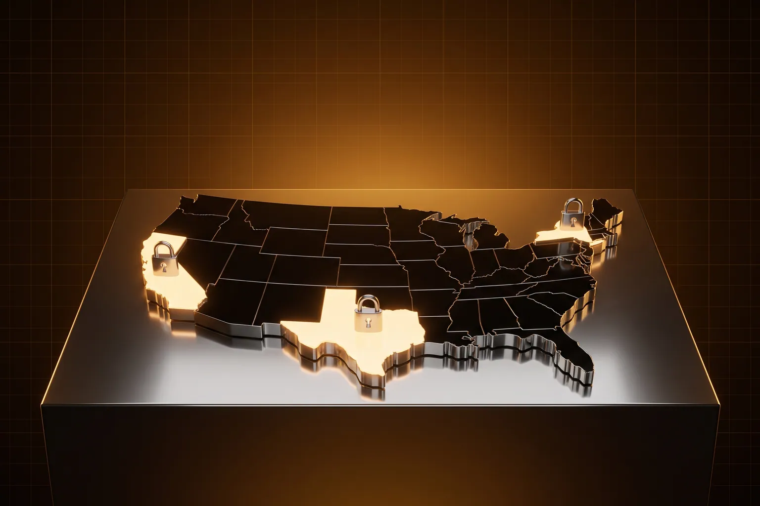 US map highlighting Tennessee, Minnesota, and Maryland state privacy law compliance requirements